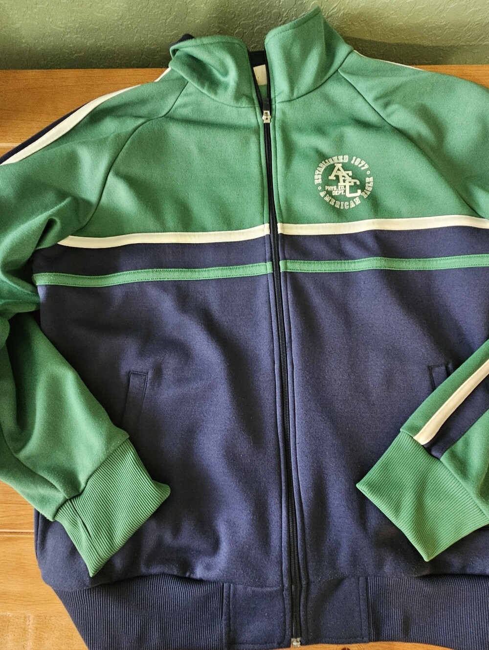 Vintage American Eagle Colorblock Track Jacket Green Navy Blue Men's Size Large